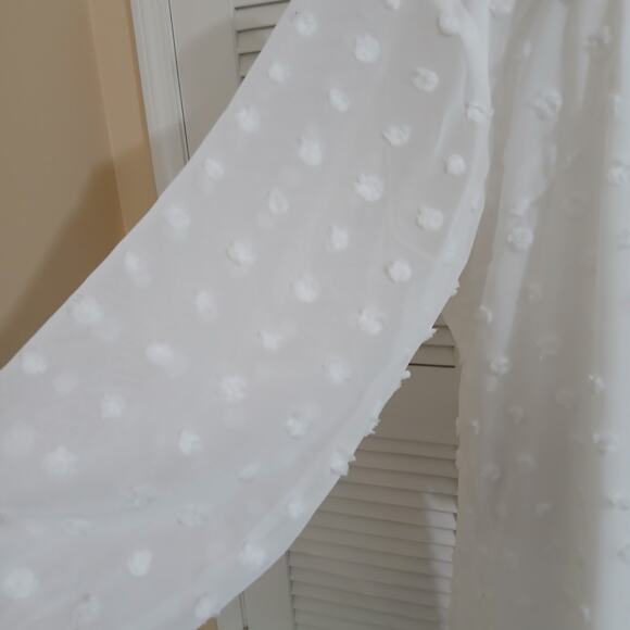CHICSOUL.COM 3X White Lined 3/4 sleeve large polka dot sheer plus dress - Picture 1 of 14